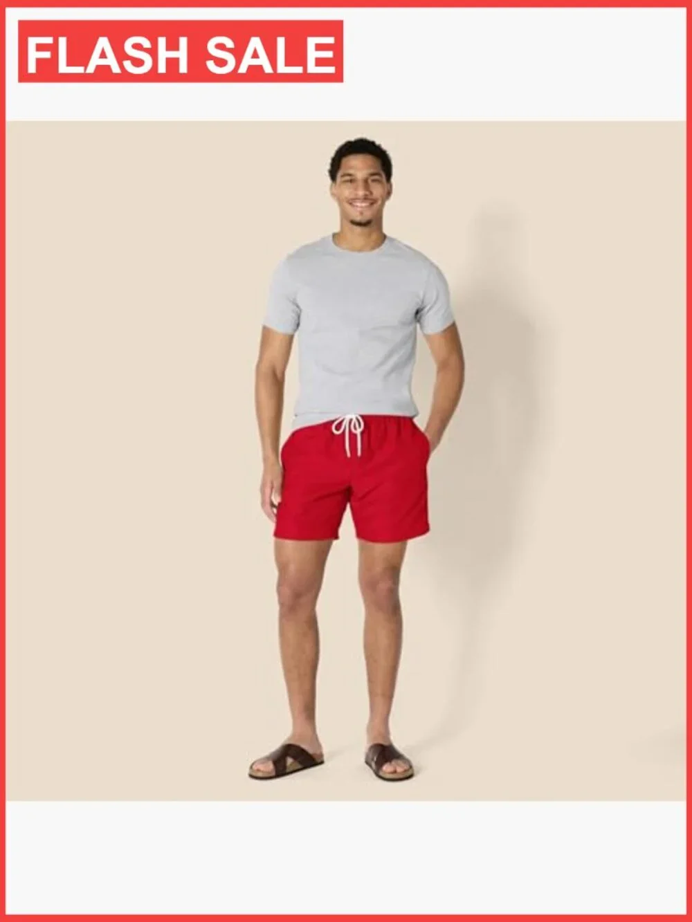 Men's Swim Trunks with Mesh Lining, Pockets, Drawstring Closure